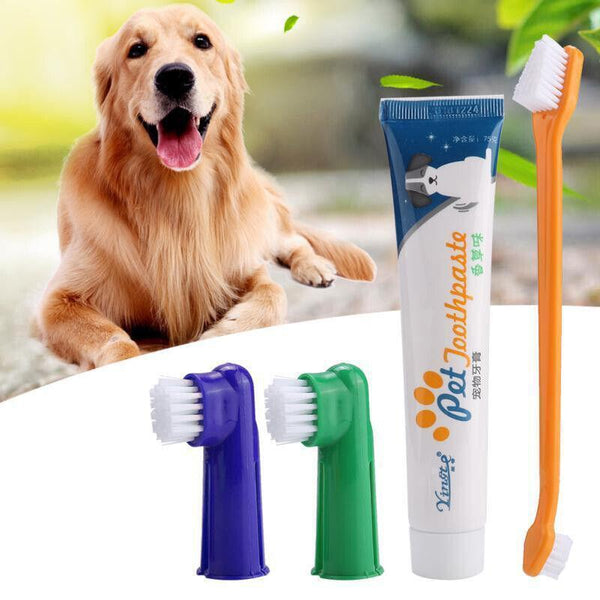 1PC Pet Dog Cleaning Toothpaste+Toothbrush+ Back Up Brush Set Vanilla Flavour AU