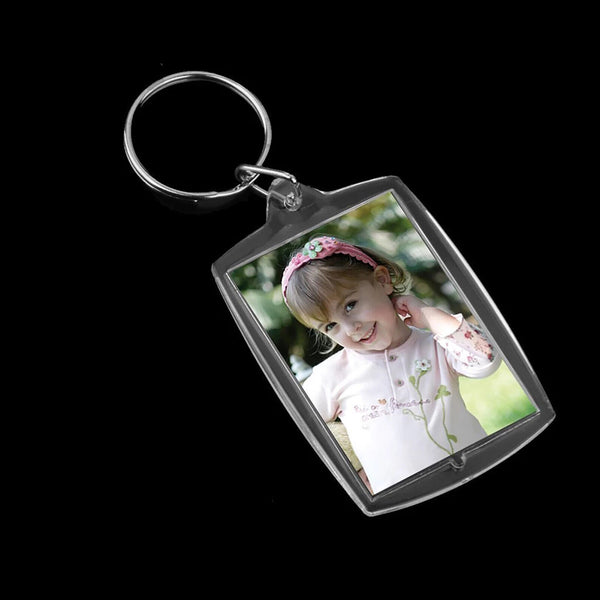 5pcs Clear Acrylic Blank Photo Picture Frame Key Ring Keychain Keyring Gift AUS