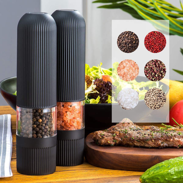 Electric Salt Pepper Mill Grinder Battery Powered LED Light Adjustable