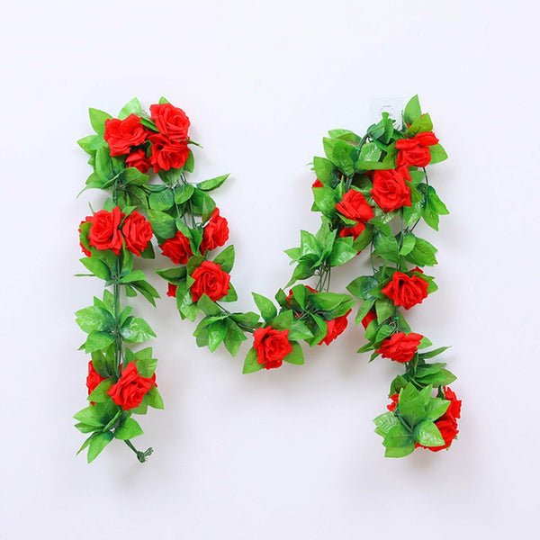 2.4M Artificial Silk Rose Flowers Fake Vine Ivy Hanging Garland Floral Wedding