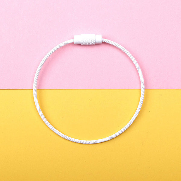 24PCS Stainless Steel Wire Rope Keychain Key Ring Cable For Outdoor Hiking Sport