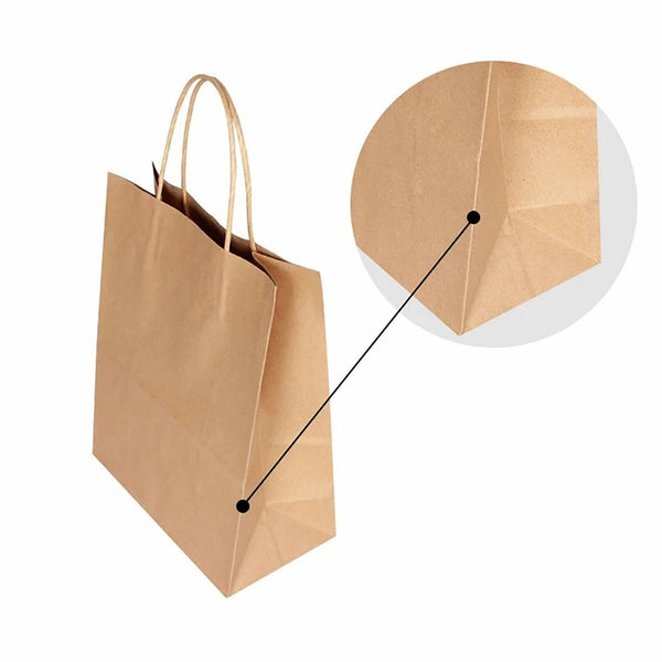 Bulk Kraft Paper Bags Gift Shopping Carry Craft Retail Bag with Handle Brown NEW