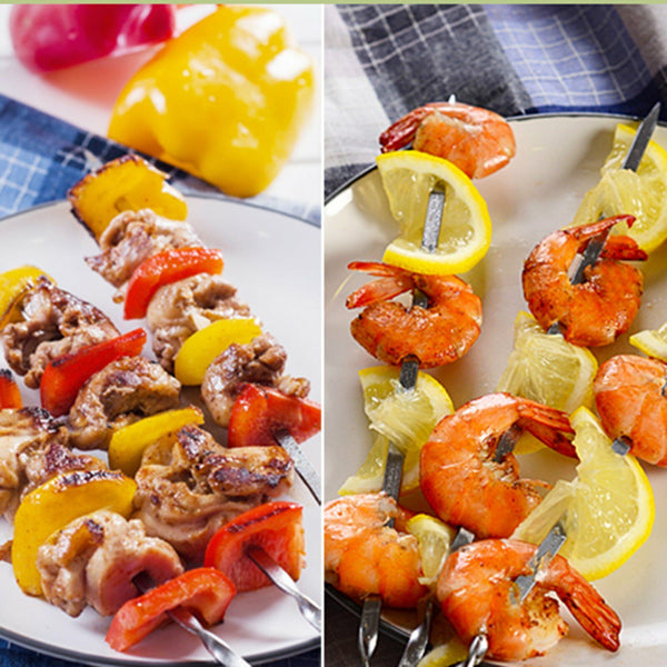 100pcs Stainless Steel Barbecue Metal Skewers Flat Needle BBQ Tools Kebab Stick