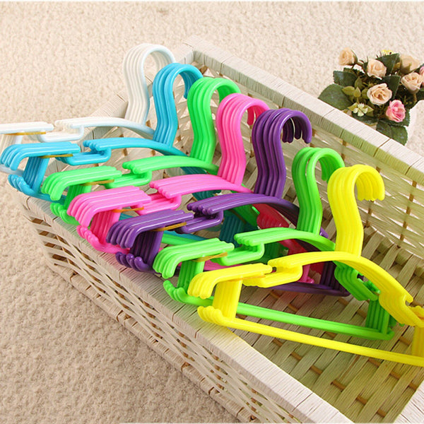 20PCS Kids Coat Hangers Mixed Color Dual Use Antislip Baby Plastic Clothes Rack