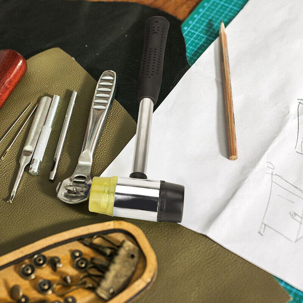 25MM Rubber Mallet Soft Face Hammer Double Side Grip Handle Shaft DIY No Harm AU