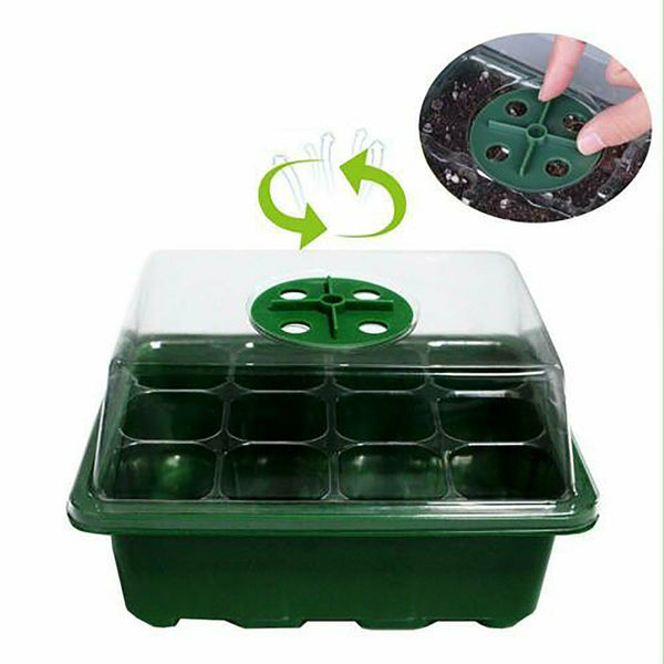 12 Hole Plant Seeds Grow Box Propagation Nursery Seedling Starter Tray 10 Sets
