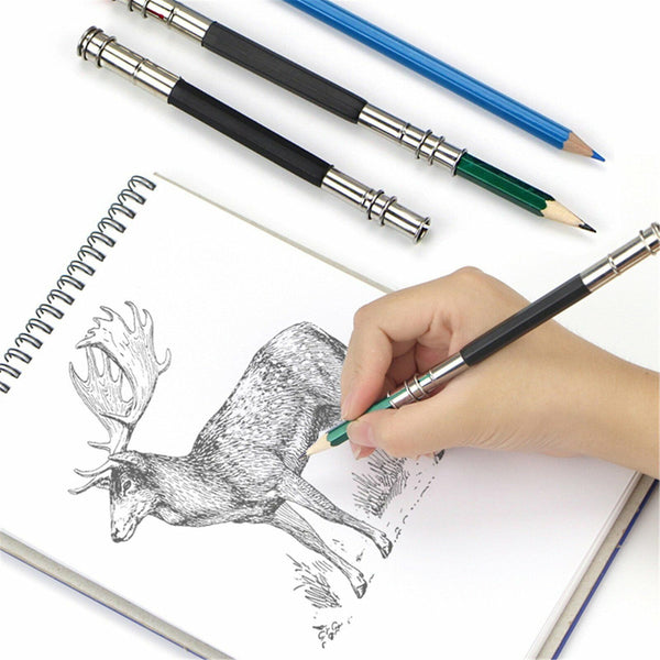 Adjustable Pencil Extender Lengthener Holder Art Tool Double Head 13.5CM