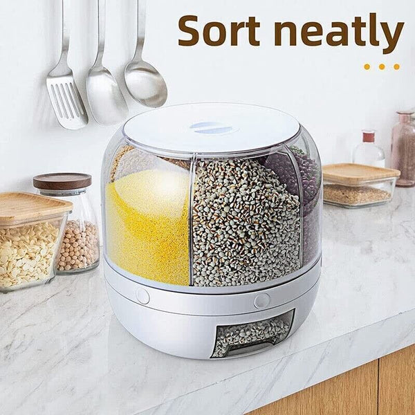 Rotating Grain Case Cereal Dispenser Storage Box Kitchen Food Rice Container