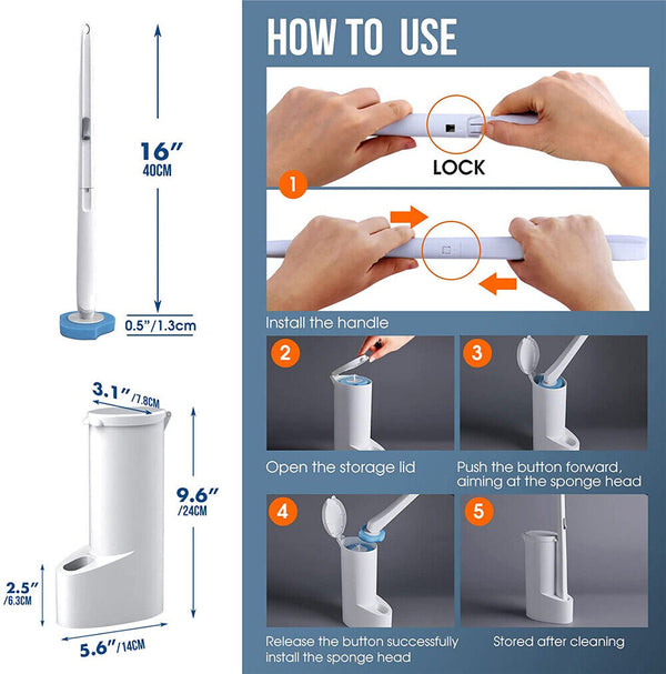 Disposable Bathroom Toilet Brush Holder Set Replacement Cleaning Head Refills AU