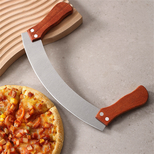 Kitchen Pizza Cutter Rocker Blade Slicer Herb Chopper Vegetable Baking Tool