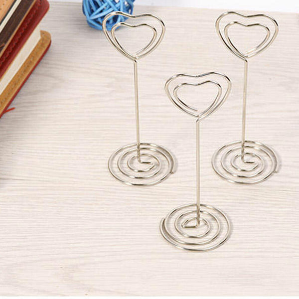 10pcs Wedding Heart Card Stand Number MEMO Place Holder Clip Name Table Shaped