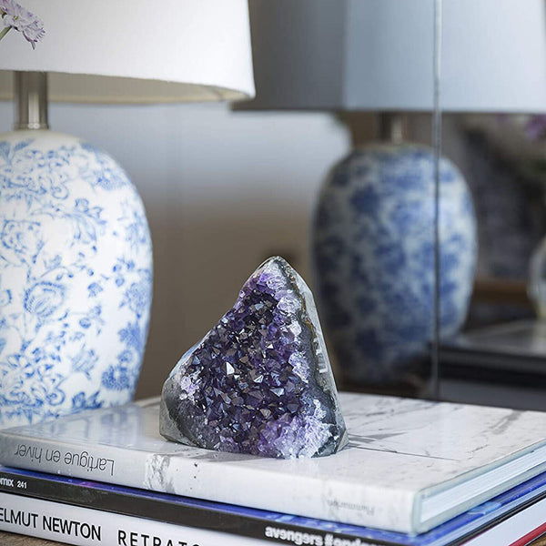 50~200g Natural Amethyst Quartz Geode Druzy with 10Pcs Natural Tumbled Stone AU