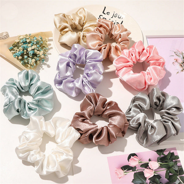 Silk Satin Elastic Hair Scarf Scrunchies Hair Bands Rope Tie Luxury Accessories