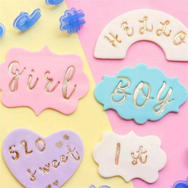 66PCS Alphabet Letter Number Fondant Cake Decorating Mold Embosser Mould Set - Lets Party