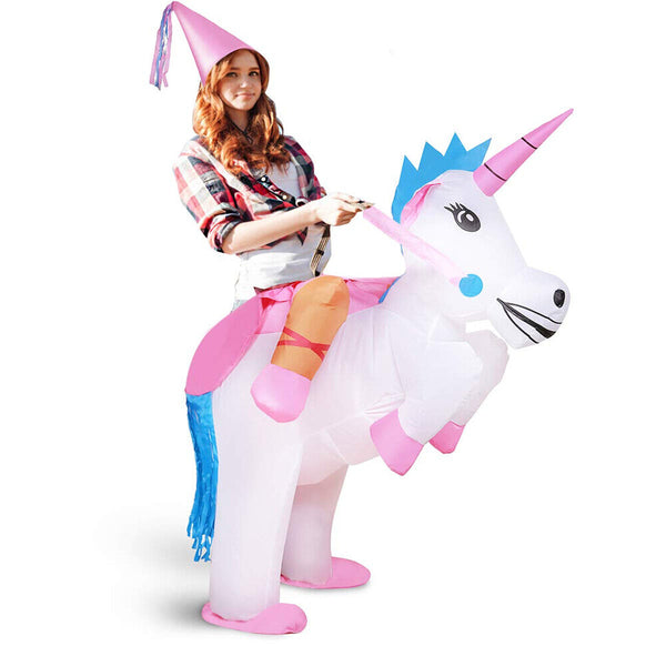 Inflatable Unicorn Costume Suit Adult Ride Novelty Fancy Dress Party Outfit Fan