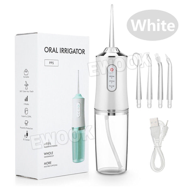 Cordless Oral Irrigator Water Jet Dental Teeth Flosser Tooth Cleaner 4 Nozzles - Lets Party