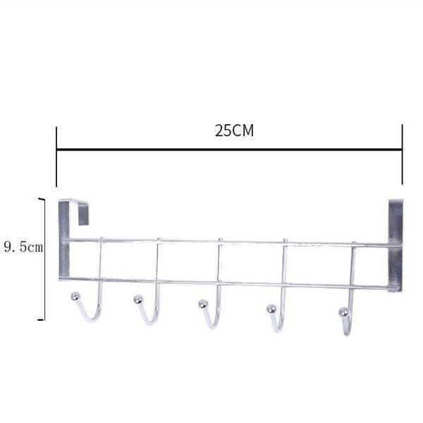 4x 5Hooks Clothes Storage Over Door Hanger Towel Hanging Rack No-Punching Holder