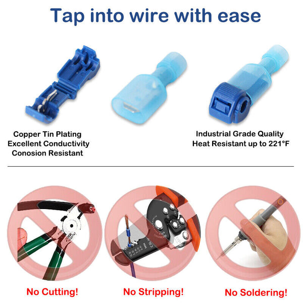 Quick Splice Lock T Tap Wire Cable Crimp Terminals Connectors Kit
