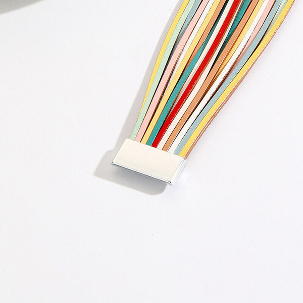 Multiple Gradient Leather Wristband Bracelet Bangle Magnetic Clasp Bracelet AU