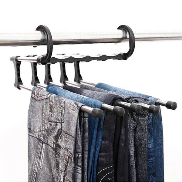 5 in1 Multi-functional Pants rack Stainless-Steel Wardrobe Magic Clothes Hanger