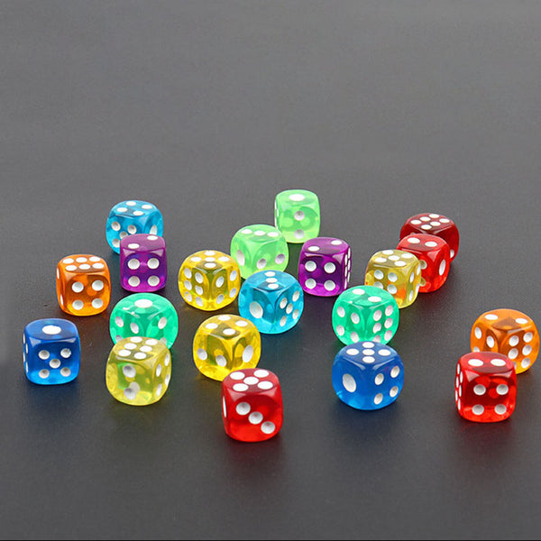 6 Sided Games Dice Transparent Coloured Game Play Toy Bulk Board Game