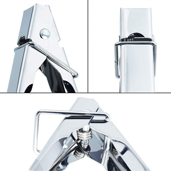 4x Kitchen Tong Food Holder Stainless Steel Grilling BBQ Salad Serving Clip Tong - Lets Party