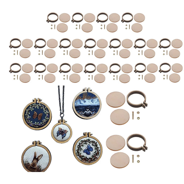 10 Packs Mini Embroidery Hoop Ring Wooden Cross Stitch Frame Kit For Hand Craft