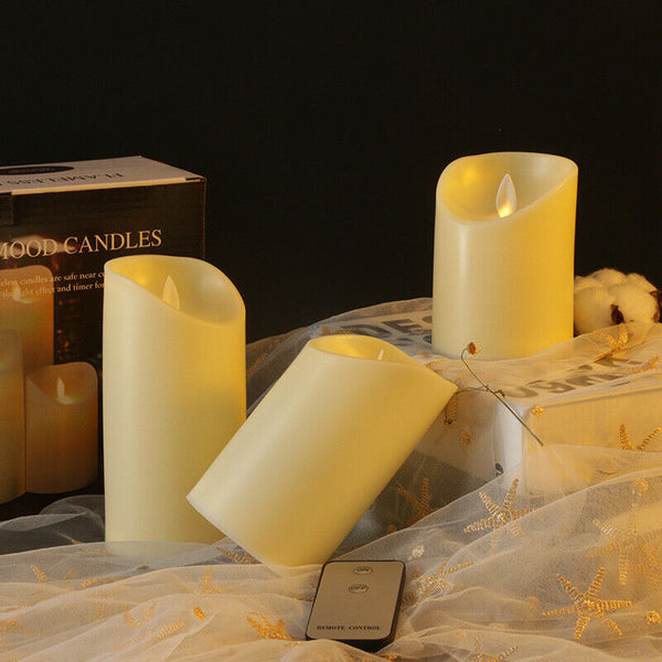 2PCS Flameless LED Candle WarmWhite Moving Dancing Wick Electic Candles Weding