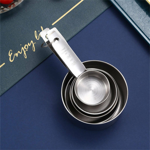 5 Pcs Stainless Steel Measuring Cups and Spoons Set Kitchen Baking Gadget Tools