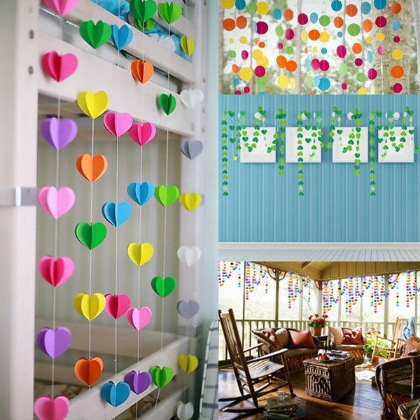 5PCS Heart Round Shape Paper Bunting Garland Wedding Party Banners Decoration 2M