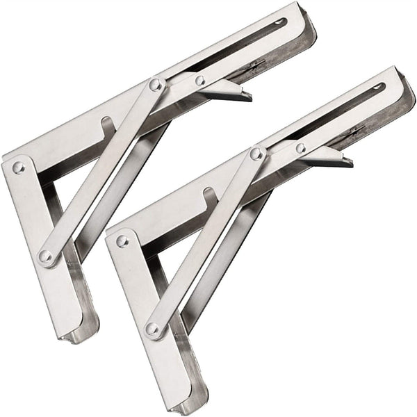 2Pcs Stainless Steel Folding Table Bracket Shelf Bench 150kg Load Heavy Duty AUS