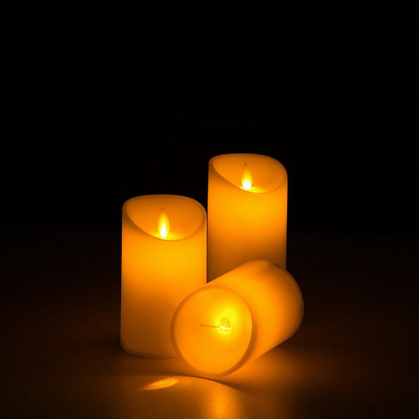 2PCS Flameless LED Candle WarmWhite Moving Dancing Wick Electic Candles Weding