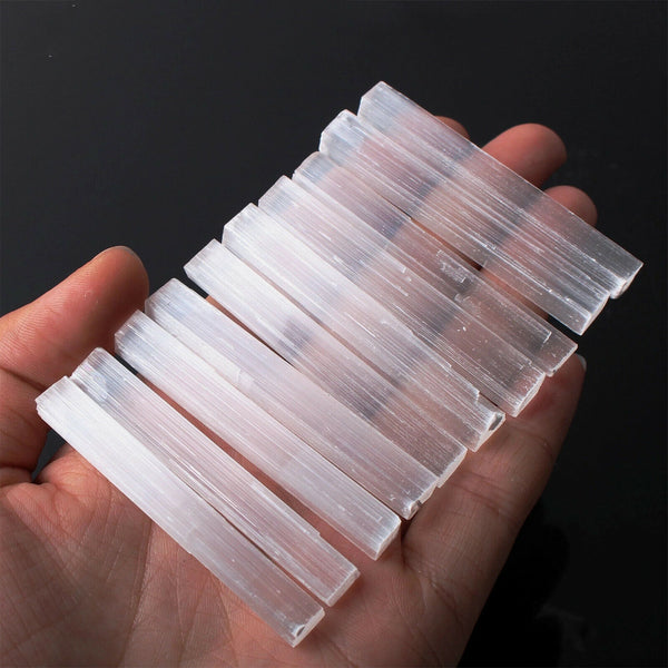 3x Selenite Crystal Sticks Transparent Gypsum Reiki Healing Energy Mineral Wands