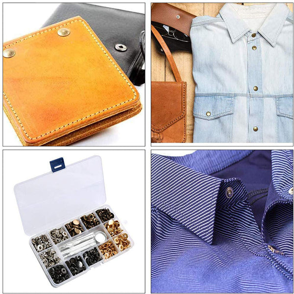 325Pcs Metal Snap Fasteners Kit Press Studs Buttons Tool Women Men Craft Leather