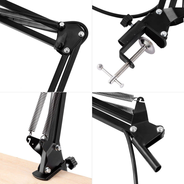 Condenser Microphone Kit Studio Suspension Boom Scissor Arm Stand W/ Pop Fliter