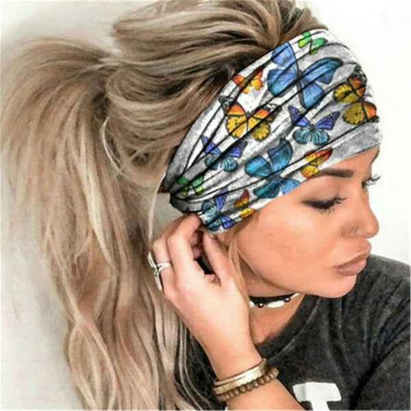 Women Ladies Sports Yoga Gym Stretch Wide Headband Hair Band Running Head Wrap