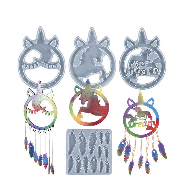 Silicone Unicorn Wind Chimes Resin Epoxy Mold Decor Dream Catcher Casting Mould
