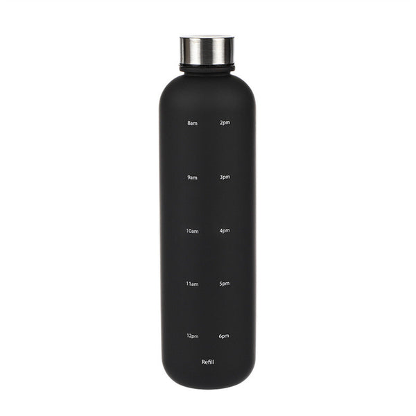 1L Water Bottle Motivational Drink Flask With Time Markings BPA Free Sport Gym