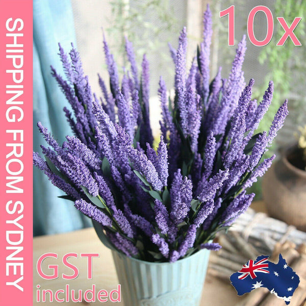 10X 12Heads Lavender Artificial Flower Bouquet Home Wedding Garden Floral Decor