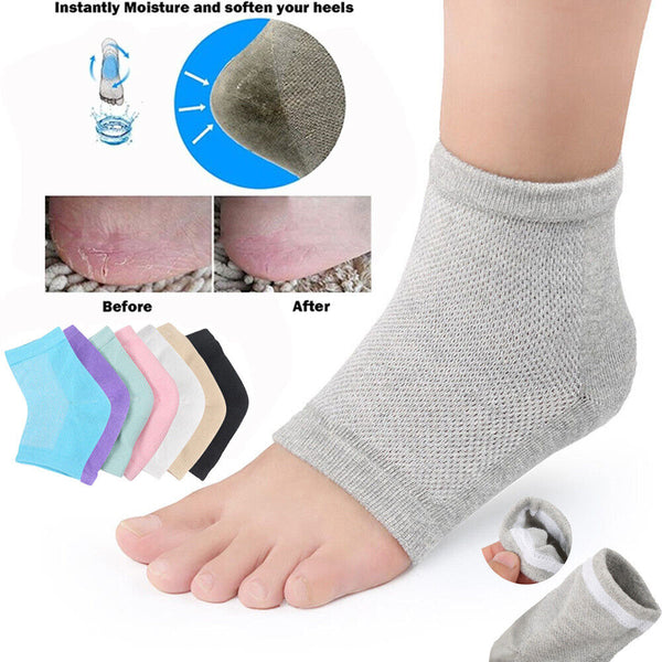 Silicone Gel Heel Socks Cracked Foot Skin Care Protector Sleeve Relief
