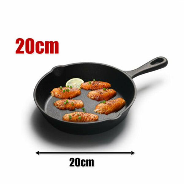 3PCS Cast Iron Skillet Fry Pan Pre Seasoned Oven Safe Cooktop &BBQ 16/20/25CM AU