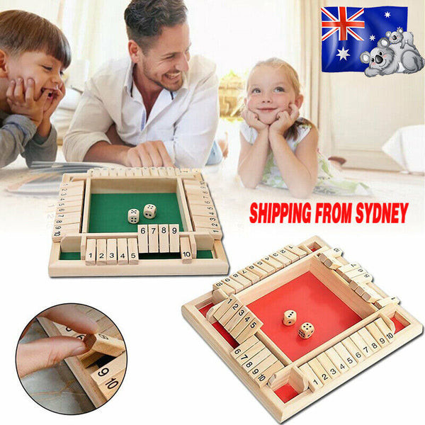 Shut the Box Game Wooden Board Number Drinking Dice Toy Family Traditional AU DM