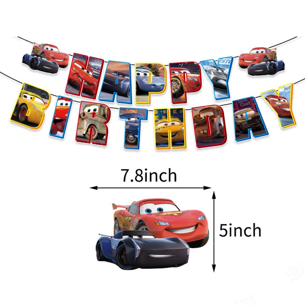 Cars Theme Party Supplies Set – Kids Birthday Banner, Balloons & Tableware Kit