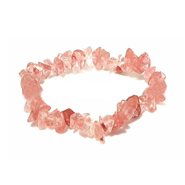 Natural Gemstone Tumbled Crystal Chip Bracelet Chakra Wicca Jewelry Rose Quartz