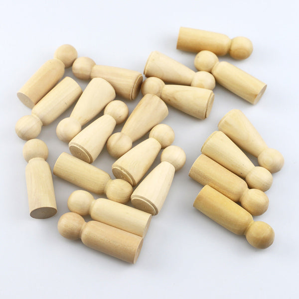 20X Unfinished Wooden Peg Dolls Wooden Tiny Doll Bodies People Decor Wood Crafts