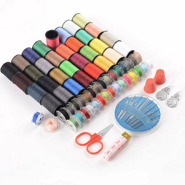 64Rolls Sewing Machine Line thread Spool Set Bobbin Cotton Reel Needle Tape Kit