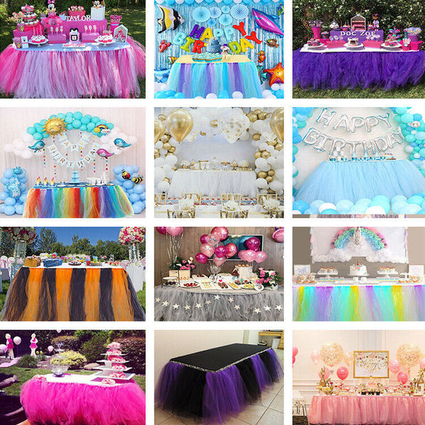 Tutu Tulle Table Skirt Fluffy Table Cloth Cover For Wedding Party Decor Fashion