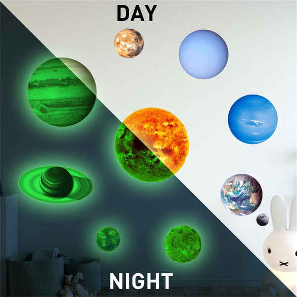 10X Glow In The Dark Wall Sticker Luminous Solar System Space Planet Room Decal
