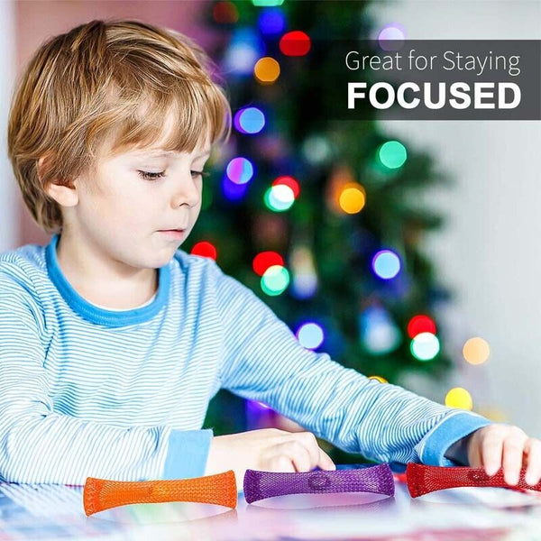 4pcs Fidget Toy Sensory Braided Mesh Marble Tube Portable Friendly Kids Party Favors - Lets Party