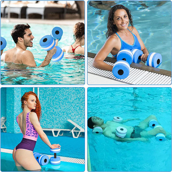 2x Green Water Dumbbells Aquatic Exercise Dumb bells Water Aerobics Workouts Barbells - Lets Party